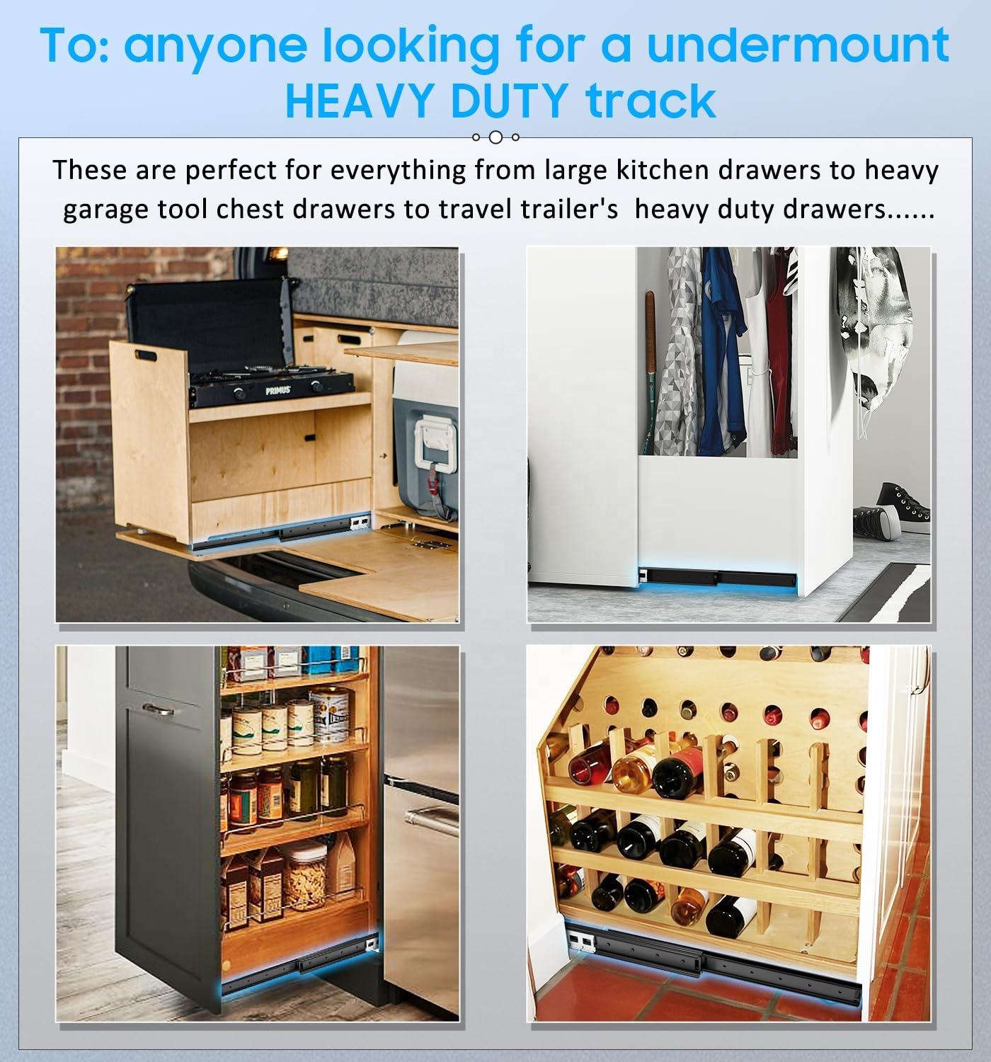 Cajón de servicio pesado Submitente Monte debajo del gabinete de la escalera de la parte inferior deslizamiento de la despensa de almacenamiento oculto estante de armario de almacenamiento