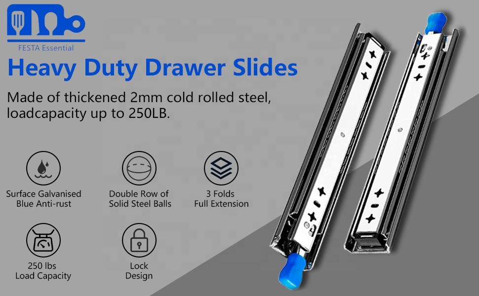 Nuevo diseño de muebles de muebles Cajón de rodamiento Diapositiva Hardware de muebles instalados de 73 mm Diapositiva en China