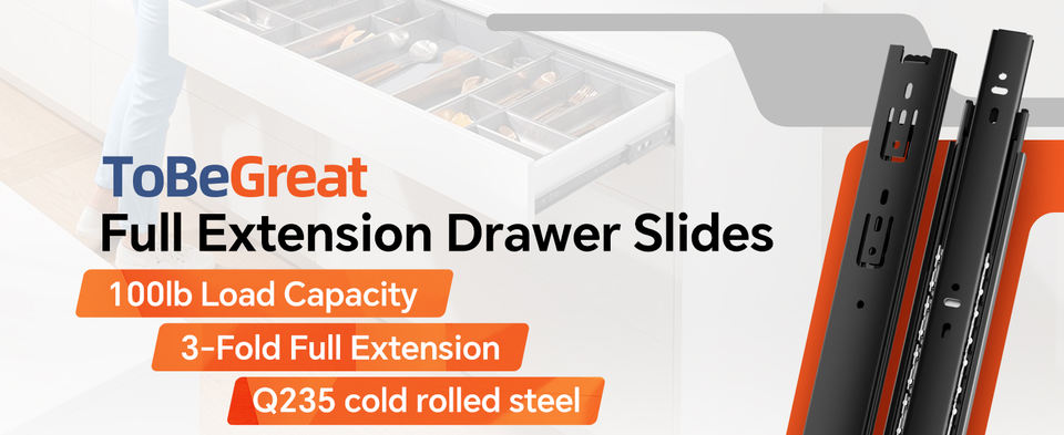Cajón telescopio de 38 pulgadas Cajón de la cocina Gabinete de cocina Riestras de deslizamiento Push Cajón de cajón abierto Cantero de rodamiento de rodamiento suave