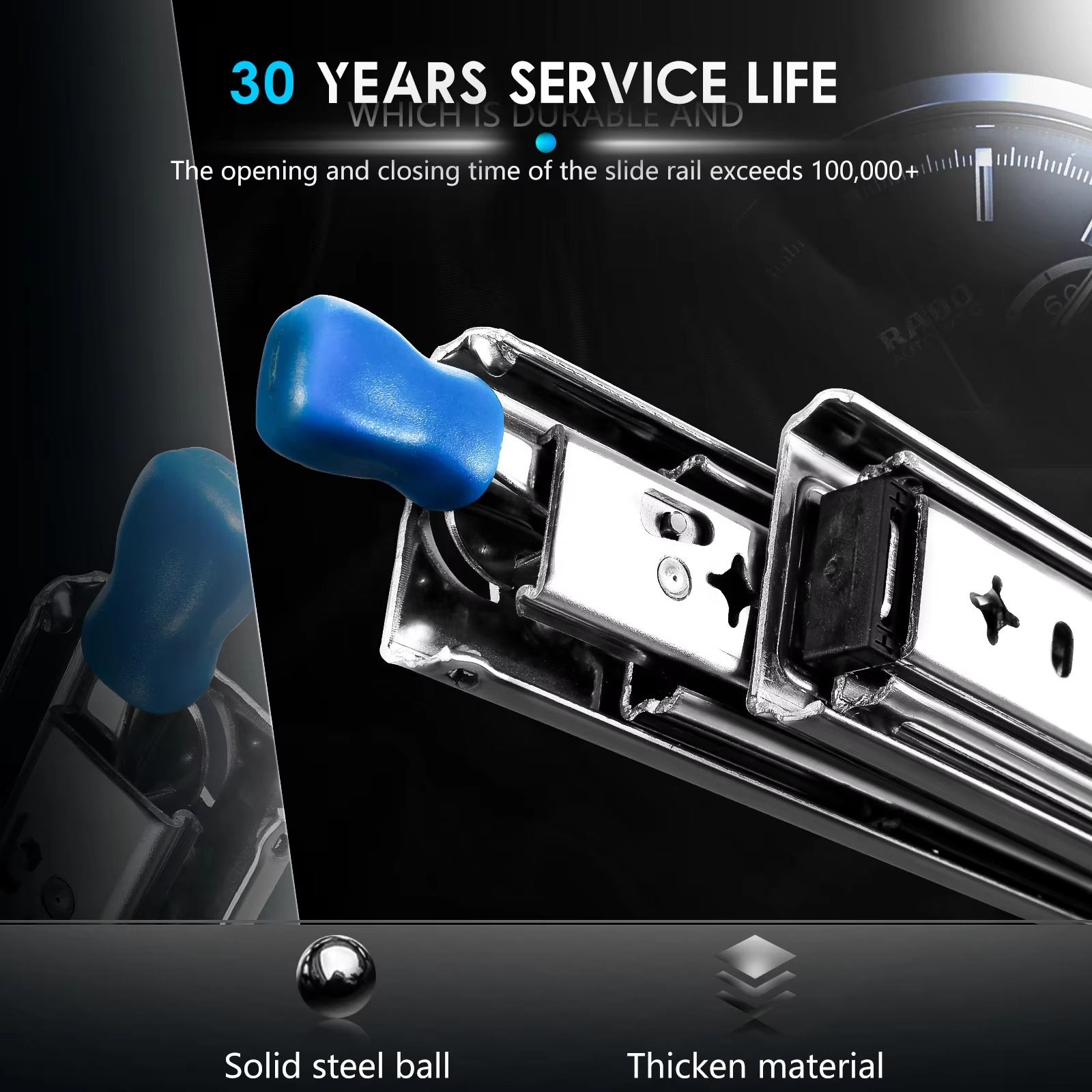 Ranguinones de cajones de autobout-tocador de 53 mm de ancho de ancho de rV de riegue de tampón de tres secciones Amortiguación de buffer de tres secciones Diseño moderno