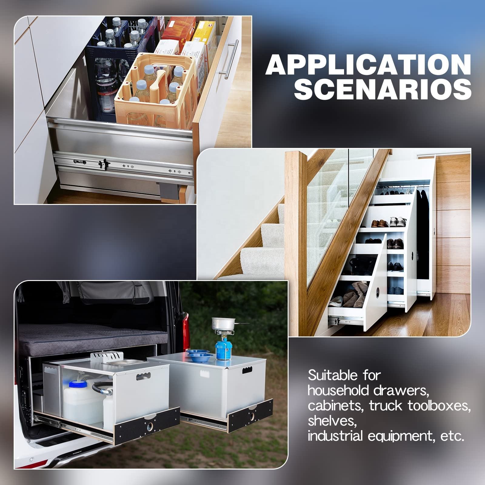 Venta directa de fábrica Diapositivas de cajones de servicio pesado 1 par Extensión completa Royets de rieles deslizantes Gabinete Runners