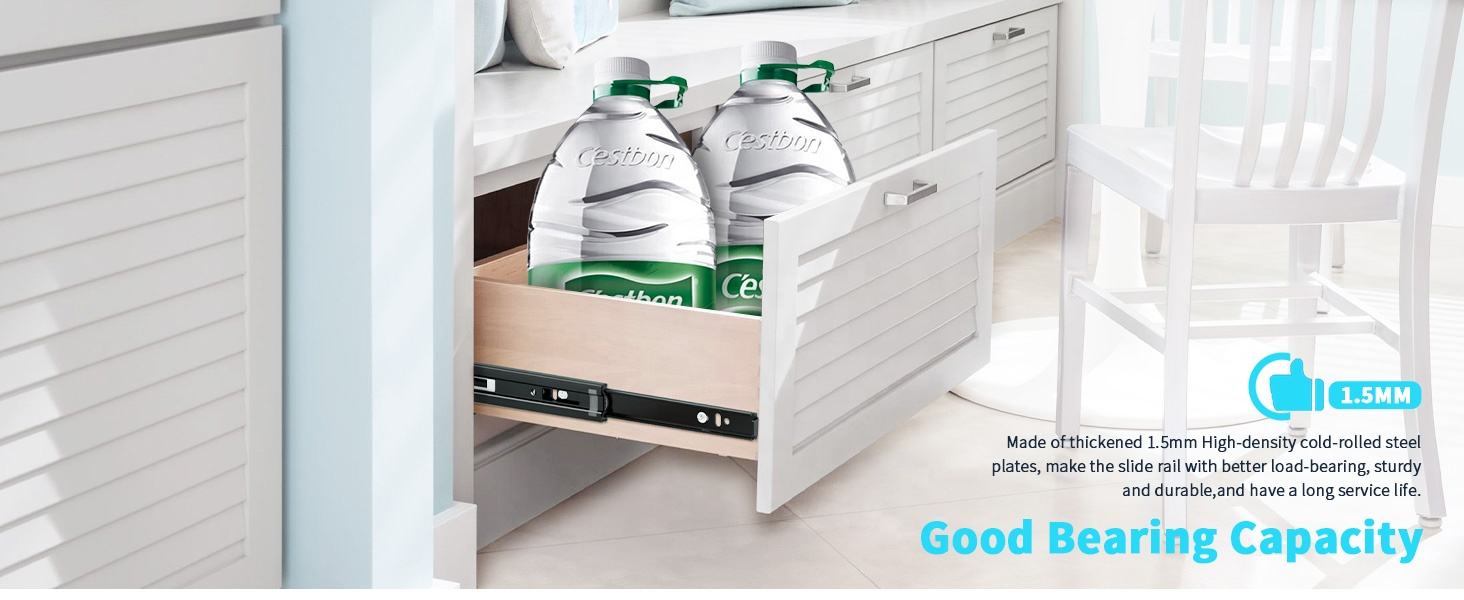 Tobogán de cajón de cierre suave de servicio pesado Montaje lateral de extensión completo 12 14 16 18 20 20 22 24 pulgadas Guía de seguimiento de bolas Guía deslizantes