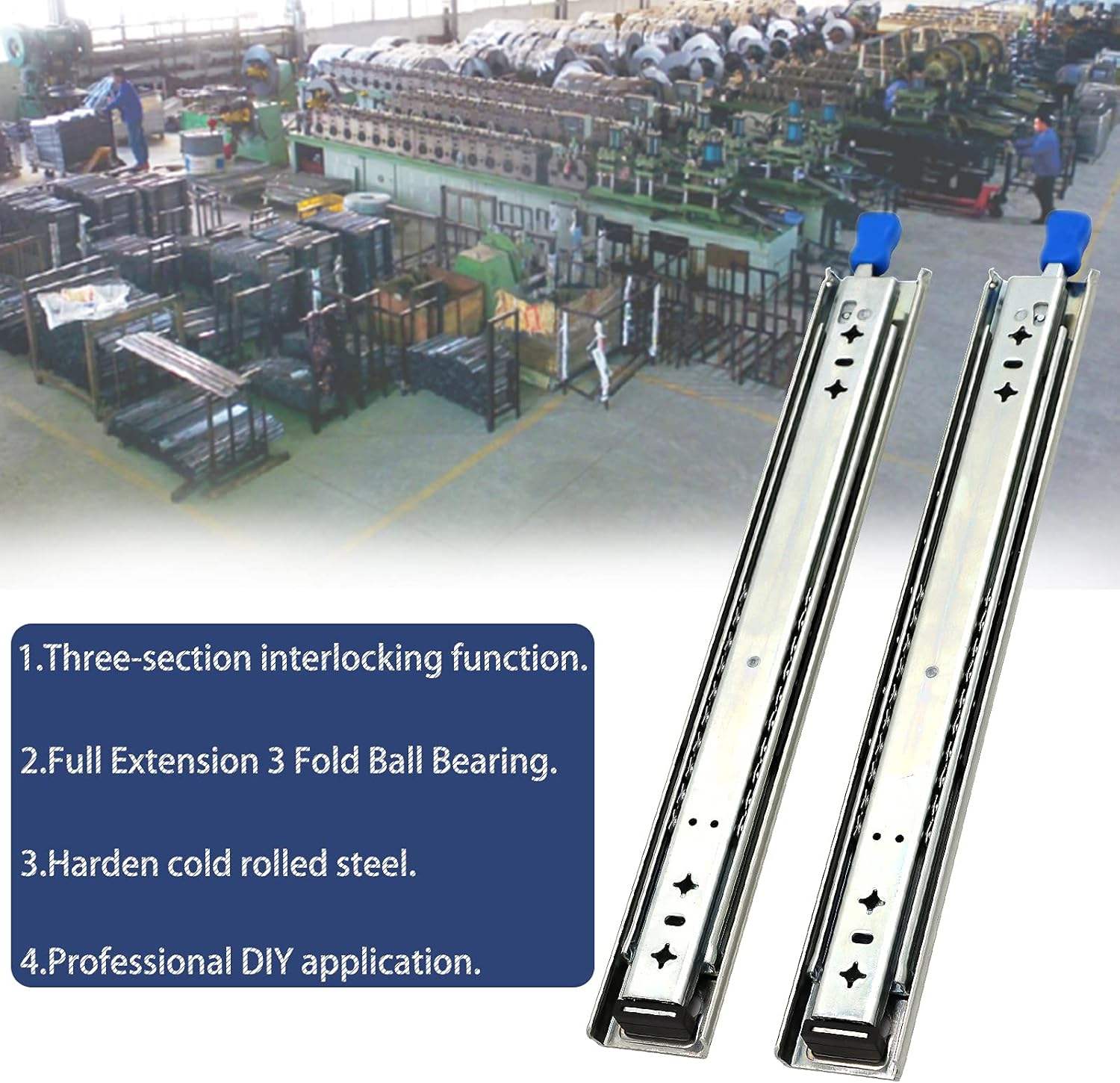 1 par 36 pulgadas de 260 lb Capacidades de cajón de servicio pesado Cajero de bola de 3 pliegas Hardware de acero inoxidable Cajón completo