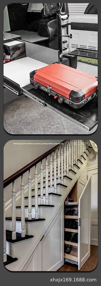 Riestres de guía de carga de carga automática de 51 mm de ancho de alta resistencia Riestres de amortiguación de amortiguación de tres secciones Toblos de diseño moderno de diseño industrial