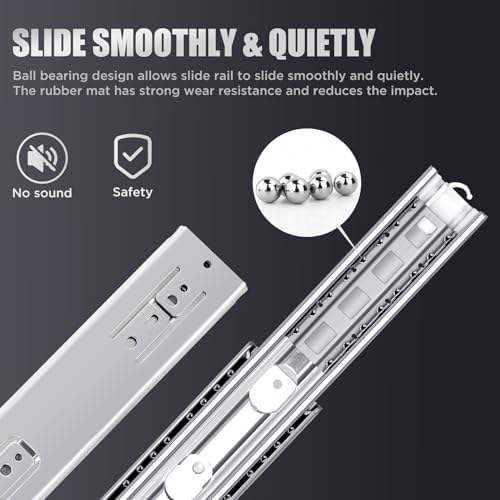 Diapositivas de cajón de servicio pesado 200 lbs capacidad de extensión completa rodamiento de bolas deslizantes rieles deslizantes de 8-40 pulgadas 14 pares de herramientas pares de pares