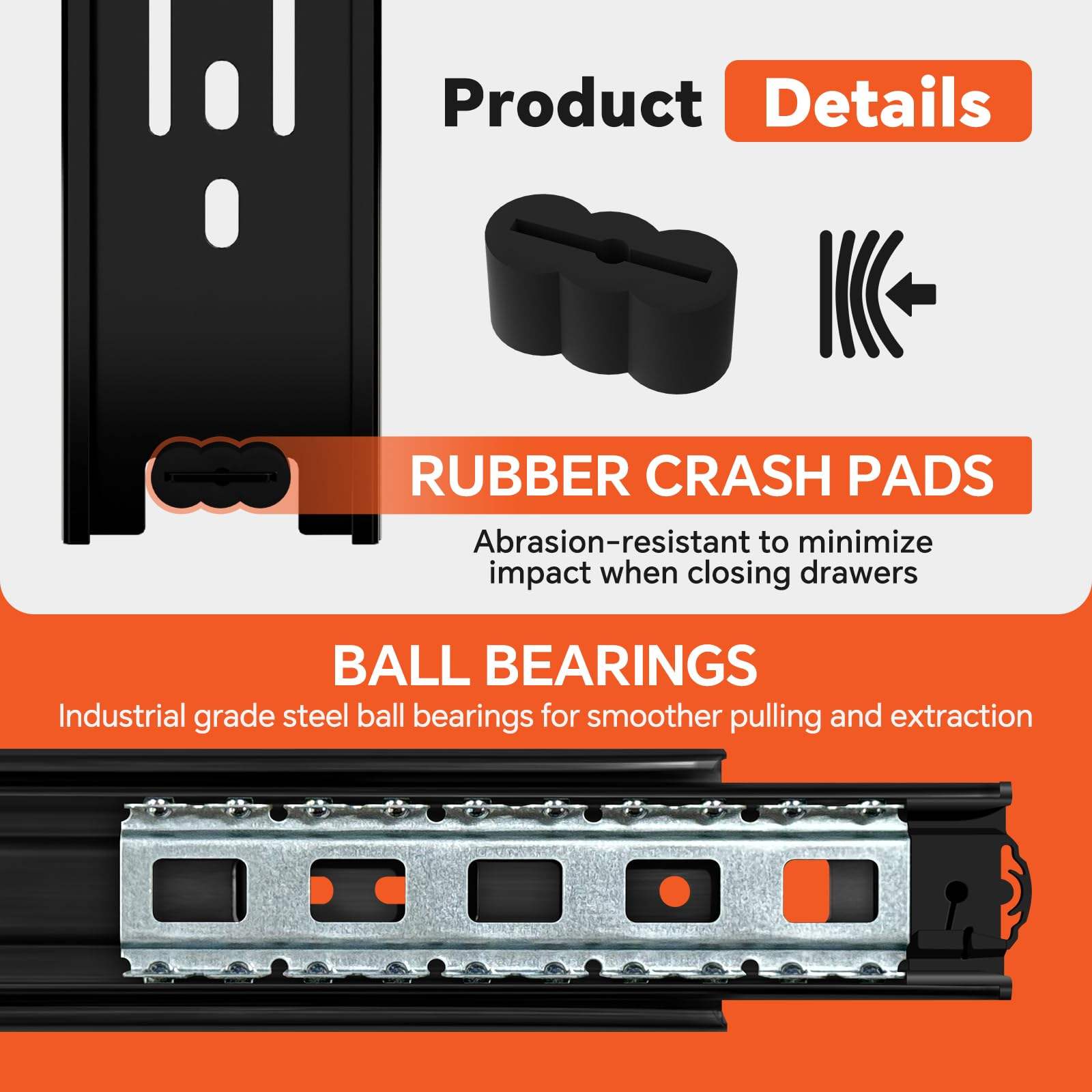 Hardware de muebles Empuje abierta la extensión completa de la extensión del cajón telescópico Slide Dos opciones para amortiguación y almacenamiento en búfer