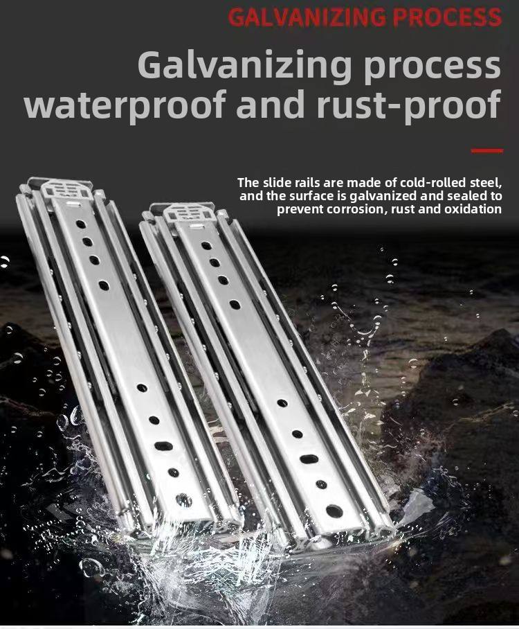 76 mm de ancho Toboganes duraderos de servicio pesado Gabinete telescópico Extensión completa Cajón de rodamiento de bolas ocultas Tobogonías