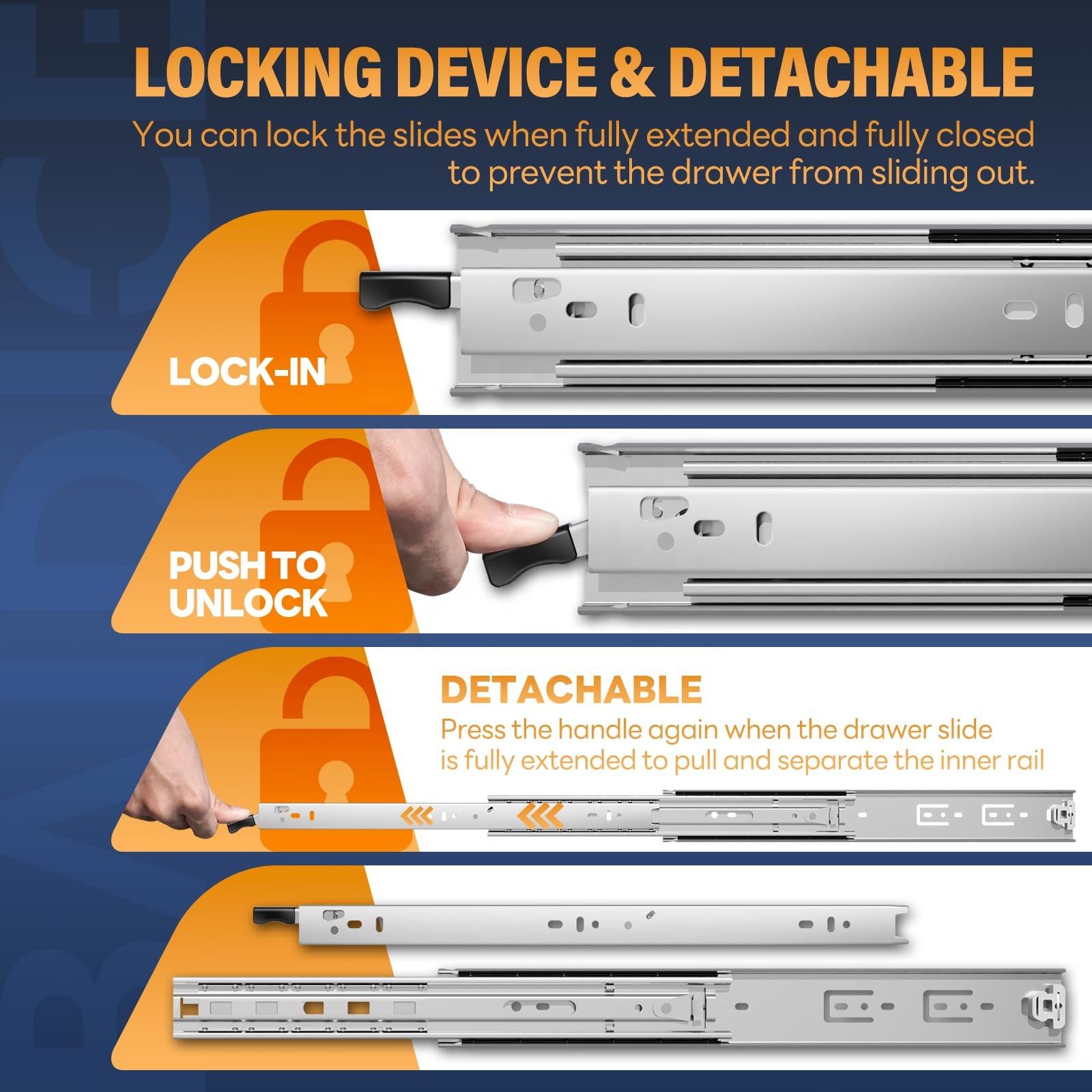 Nuevo diseño de muebles de muebles Cajón de rodamiento Diapositiva Hardware de muebles instalados de 73 mm Diapositiva en China