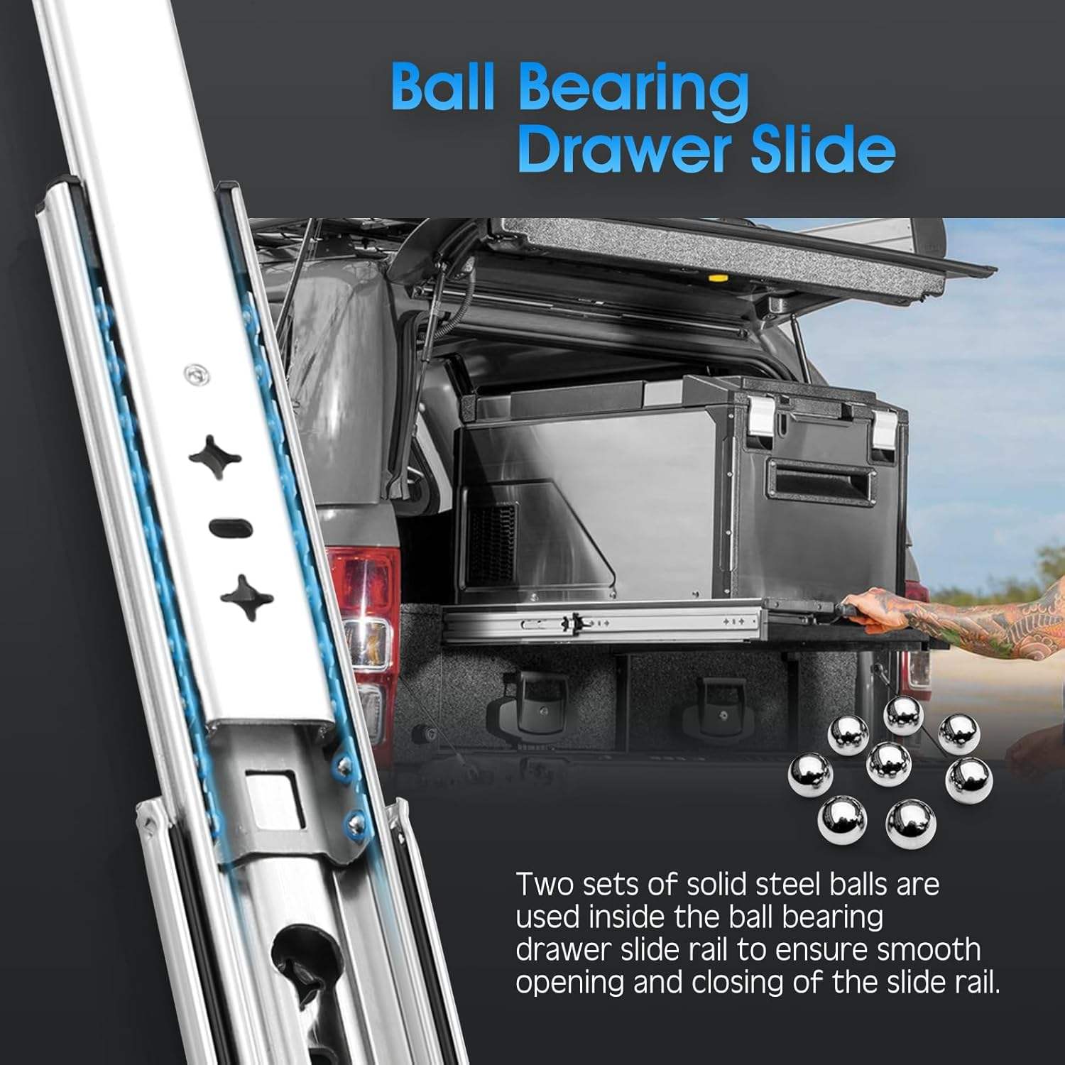 Jinxin de servicio pesado 1 par 12-40 pulgadas de cajón de 220 lb Capacidad de carga de extensión de rodamiento de bolas de extensión completa Rail del gabinete industrial