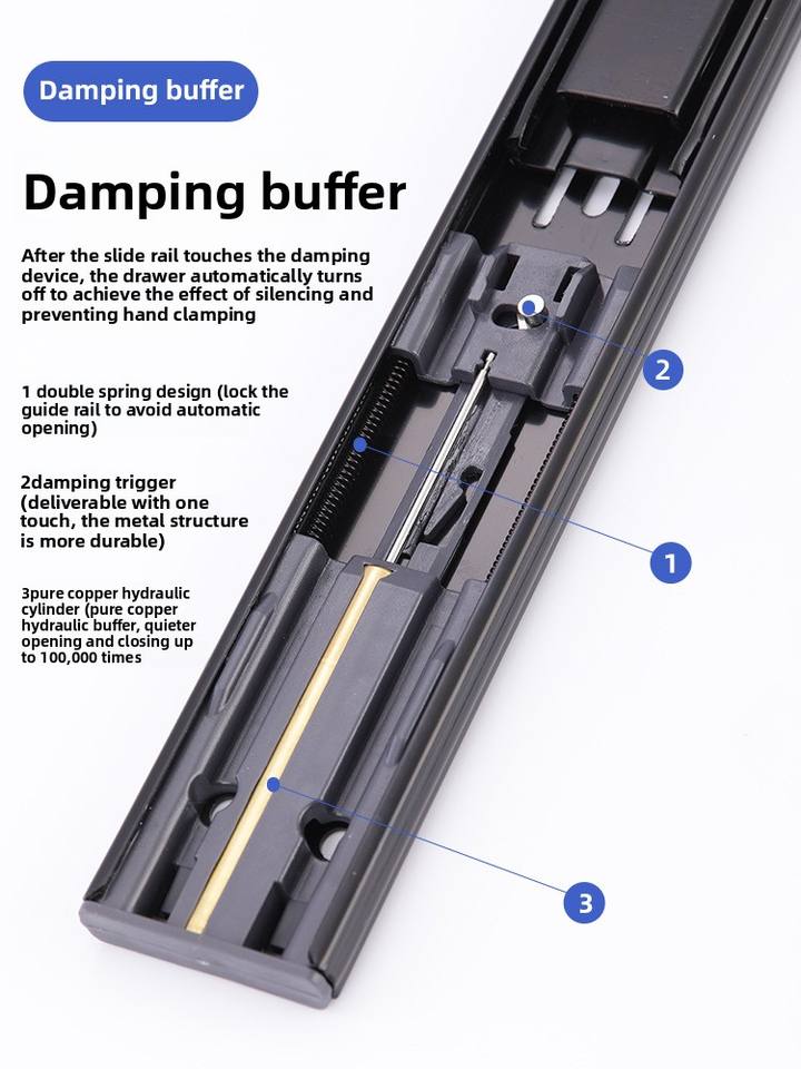 Fábrica de 45 mm Cantador de canal telescópico Tobado Telescópico 304 Piezas de muebles de metal de acero inoxidable Gabinete de cocina
