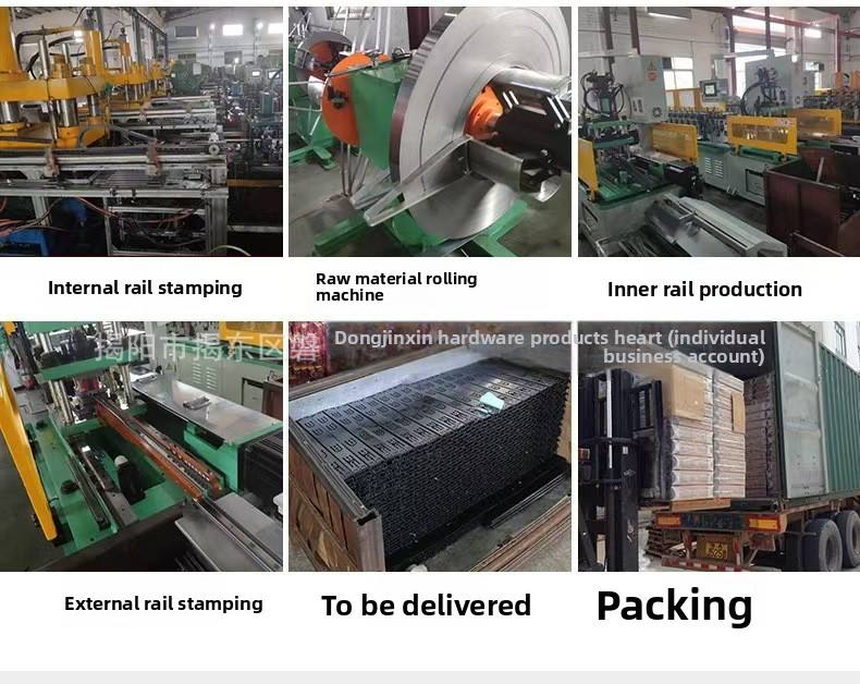 Riestres de guía de carga de carga automática de 51 mm de ancho de alta resistencia Riestres de amortiguación de amortiguación de tres secciones Toblos de diseño moderno de diseño industrial