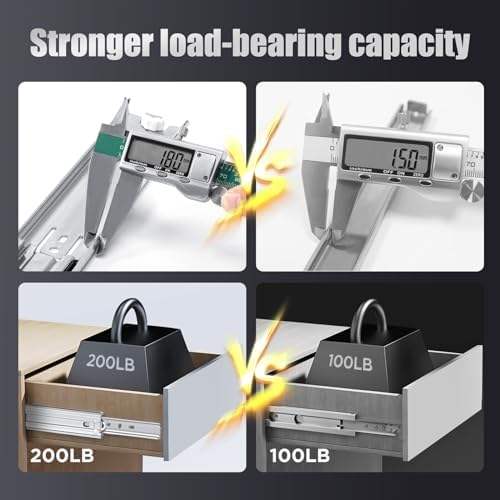 Diapositivas de cajón de servicio pesado 200 lbs capacidad de extensión completa rodamiento de bolas deslizantes rieles deslizantes de 8-40 pulgadas 14 pares de herramientas pares de pares