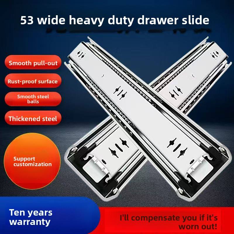 Diapositiva telescópica 53 mm 3 pliegues Cajón deslizante Cantero de rodamiento Cajón deslizamiento Diapositiva de extensión completa