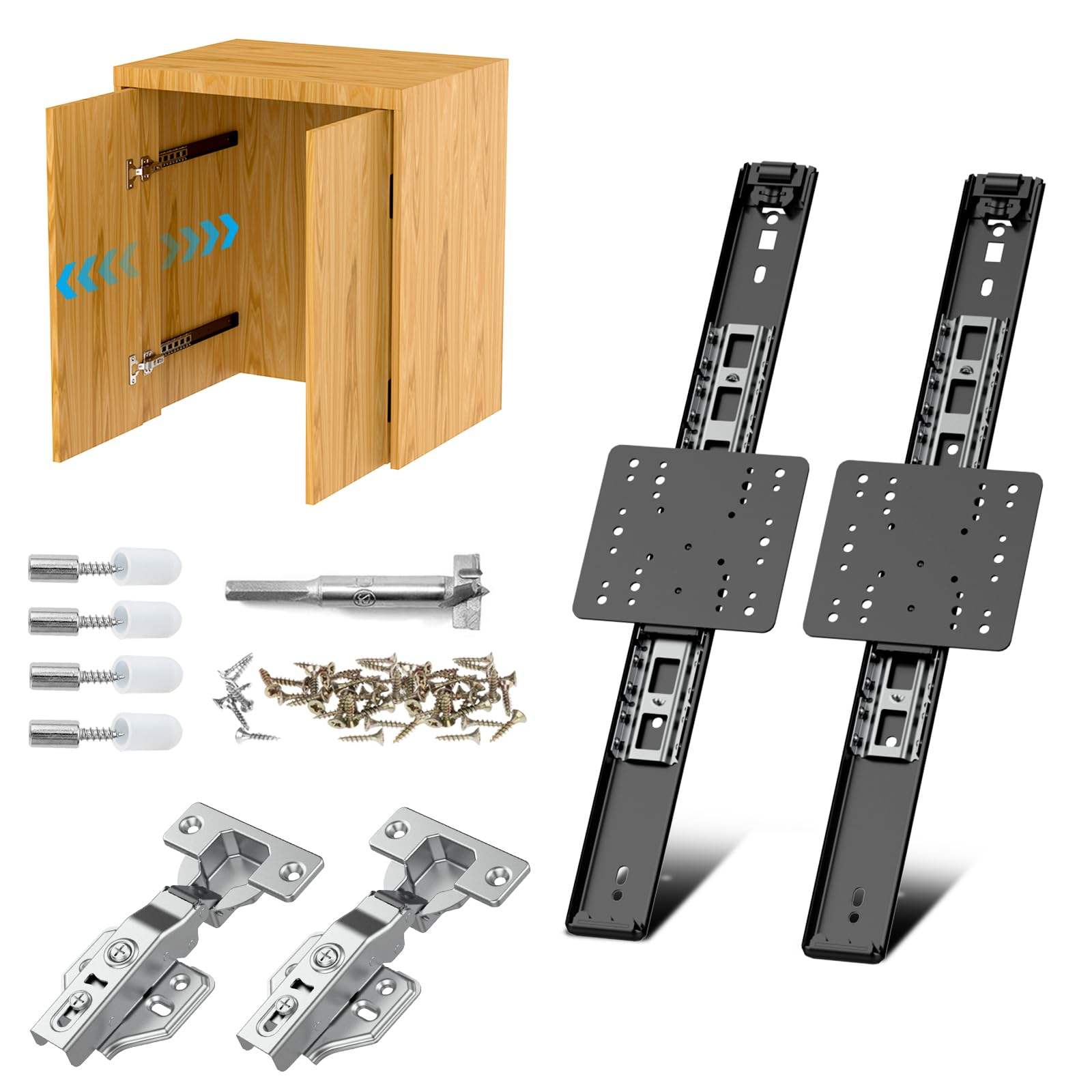 KV Pivot Dound Diapositiva Aplicación de hardware Recuadro Autodelamiento de 16 1/8 'Diapositiva (kit) Negro