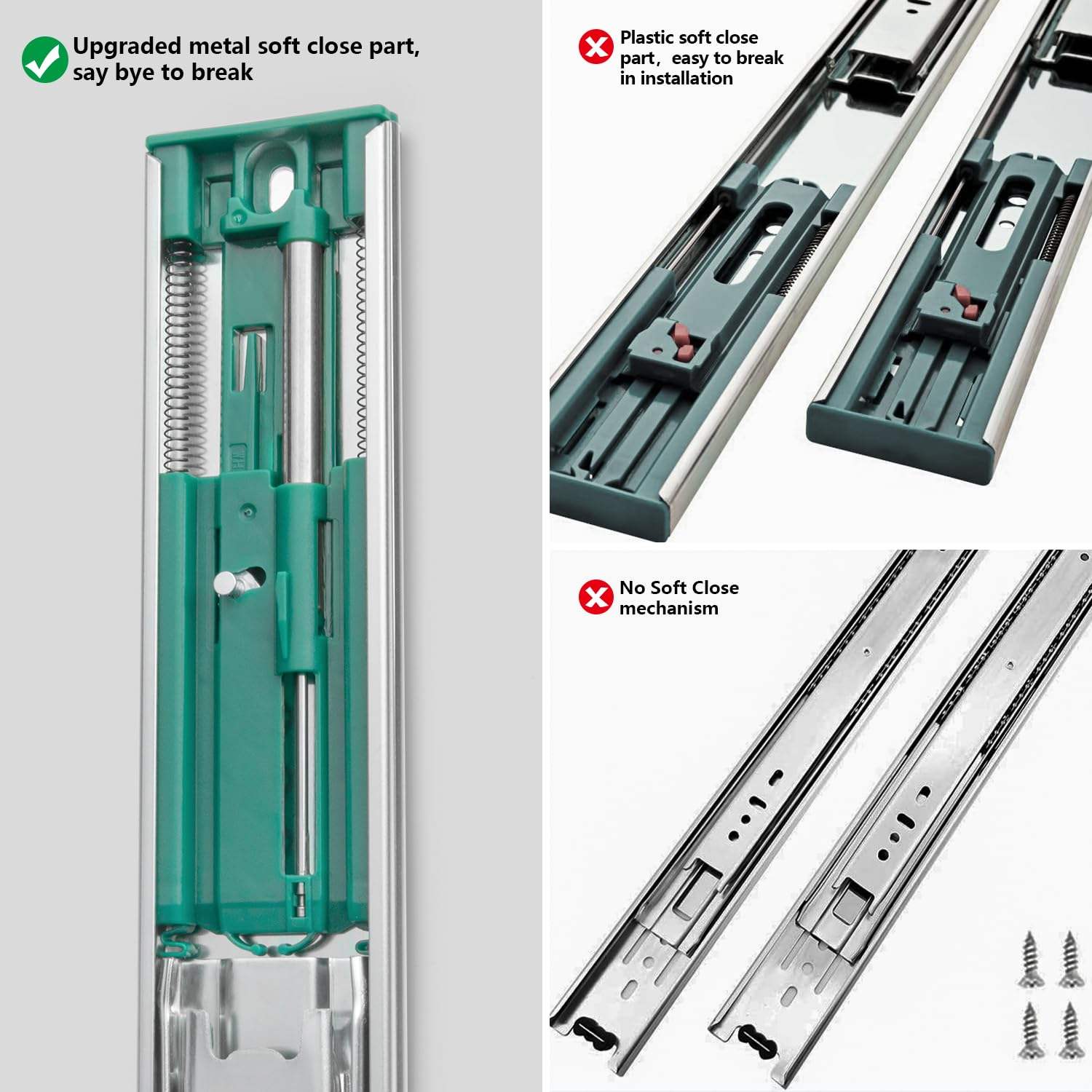 Ventas directas de fábrica Diapositivas de cajón suave de 22 pulgadas Rails laterales de 22 pulgadas Rodeador de bolas de metal