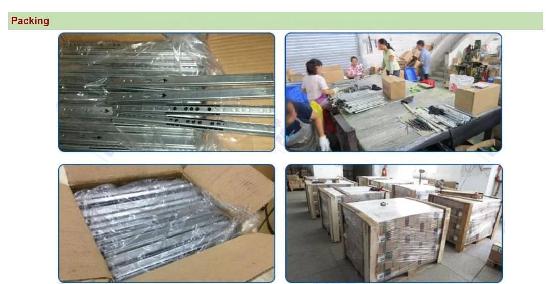 Diapositiva de cajón de servicio pesado de 40 'personalizado con cerradura, acero de rodilla en frío electropado negro, rodamiento de bolas de 3 veces desmontable