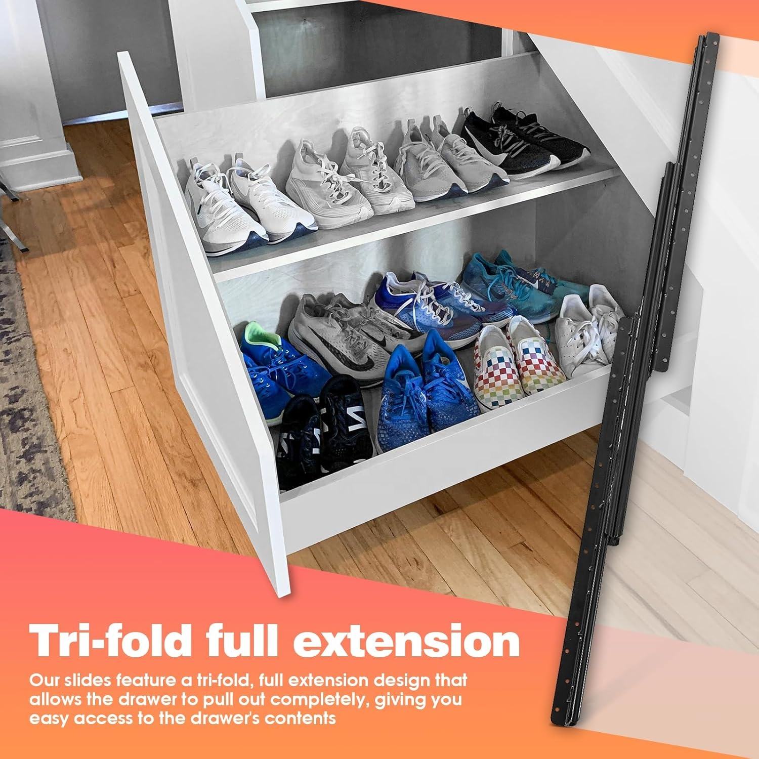 Contras de cajón de servicio pesado Subovomo 16 24 32 Roj de bolas de 40 pulgadas debajo de los rieles del gabinete de la escalera Glides de la pista Runners