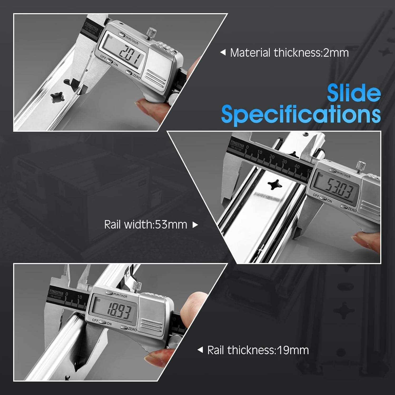 Jinxin de servicio pesado 1 par 12-40 pulgadas de cajón de 220 lb Capacidad de carga de extensión de rodamiento de bolas de extensión completa Rail del gabinete industrial