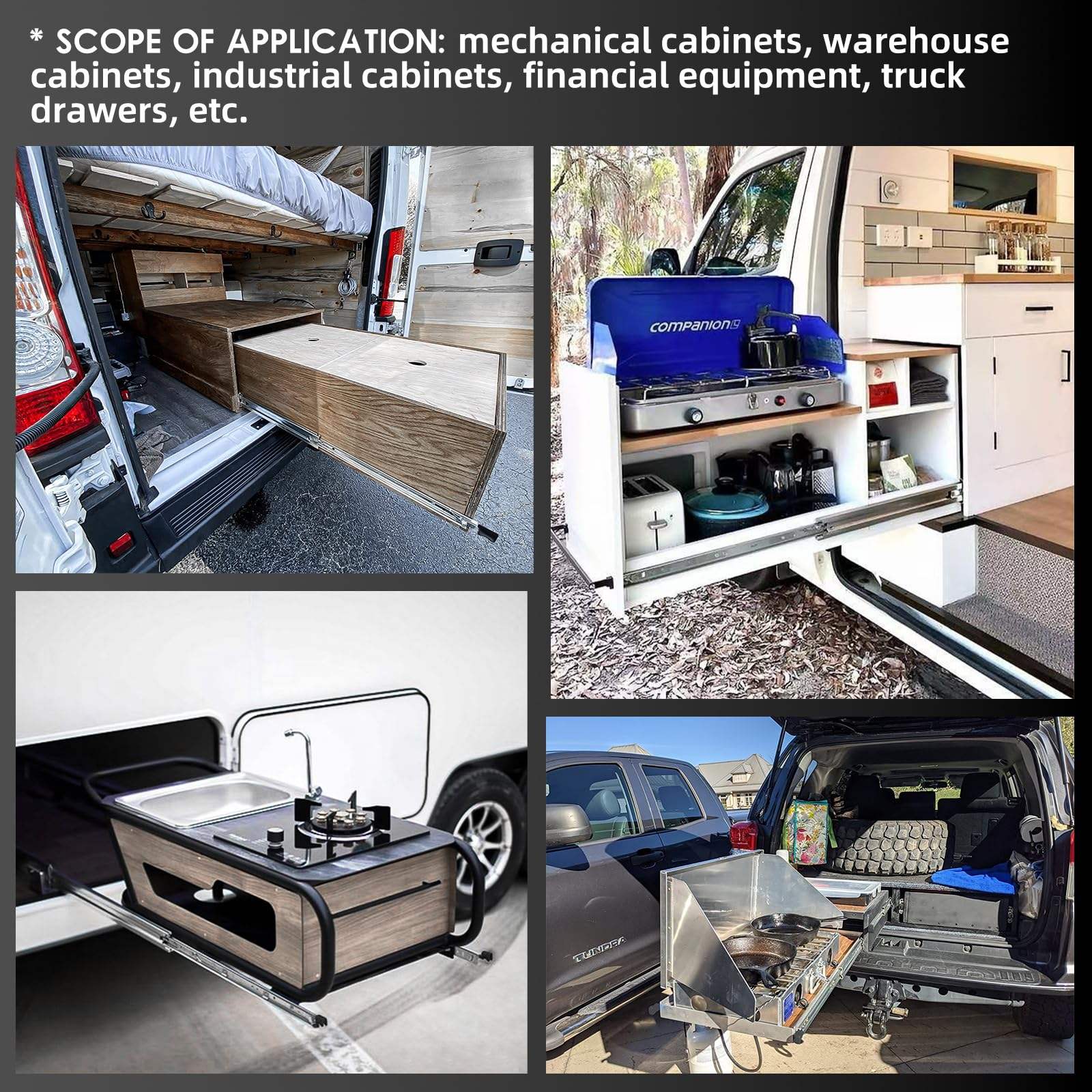 Ventas directas de fábrica 18 'Diapositiva de cajón de servicio pesado con bloqueo de 3 veces extensión completa, bloqueo de rodamiento de bolas bloqueado