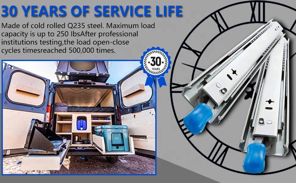 Nuevo diseño de muebles de muebles Cajón de rodamiento Diapositiva Hardware de muebles instalados de 73 mm Diapositiva en China