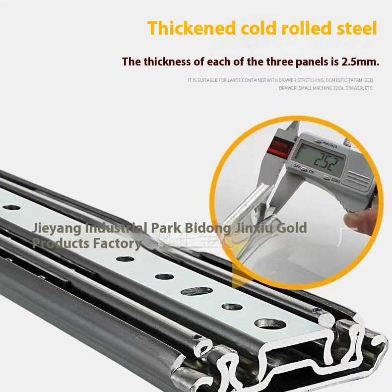 7630 Diapositivas de cajones de servicio industrial pesado Triple extensión completa Cajón de rodamiento de bolas Muebles Hardware Telescópico con bloqueo