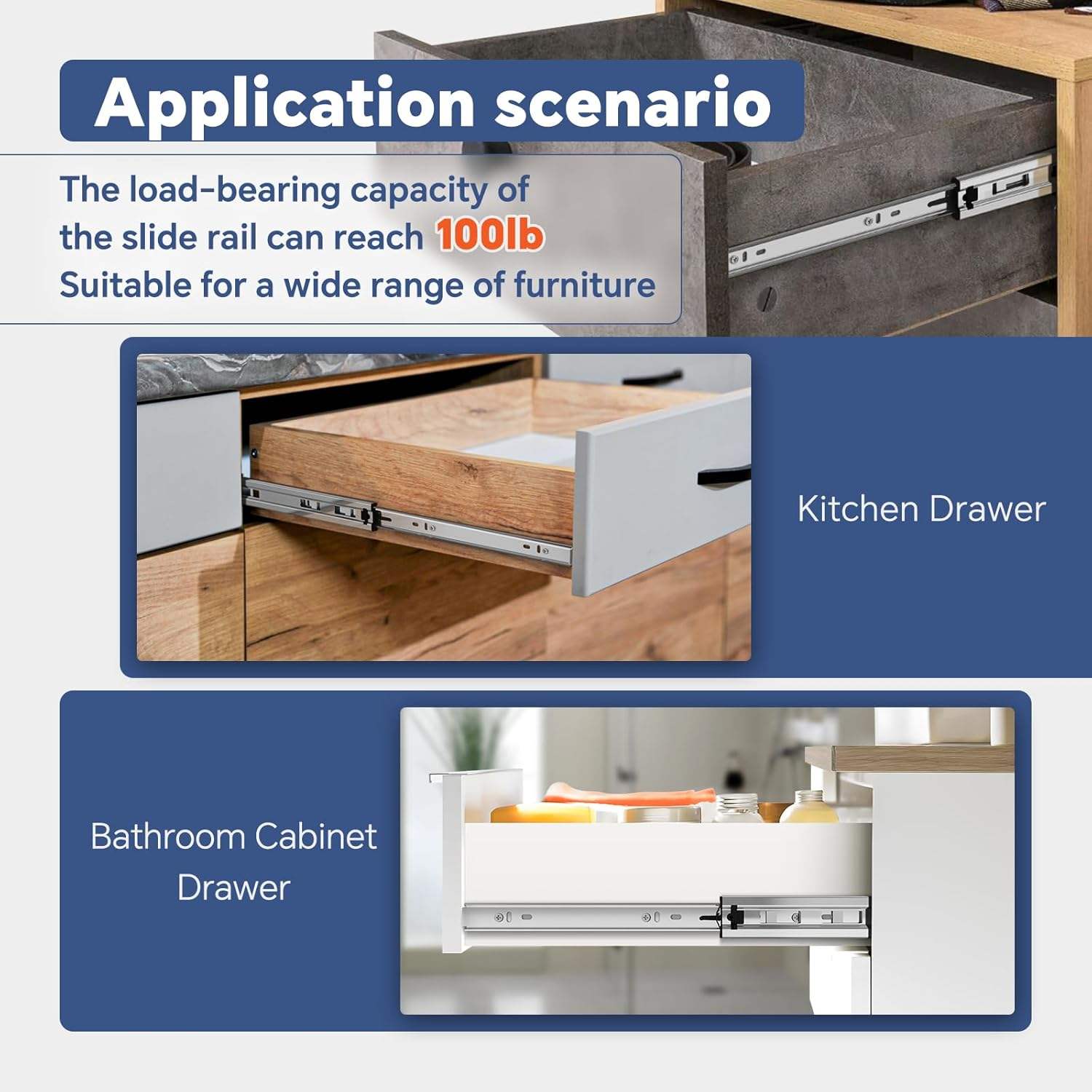 Telescopios de amortiguación Tobogán Toboganes Gabinete de cocina Riestras de deslizamiento Push Cajón de cajón abierto Cajón suave Cajón de rodamiento Tobogán