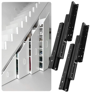 Gabinete de almacenamiento de zapatos Cajón de tobogán silencioso Guías de cajón de rodamiento de bolas de servicio pesado 3 Sección Escalera Hidden Base Gabinet Track