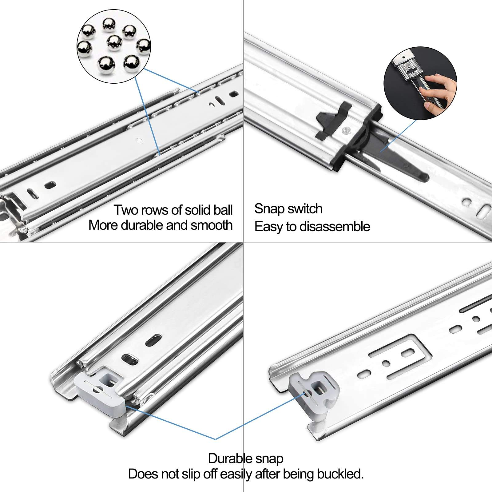 Competitivo Jieyang Zinc Buffer Rail regular de 3 veces el rodamiento de bola de extensión completa