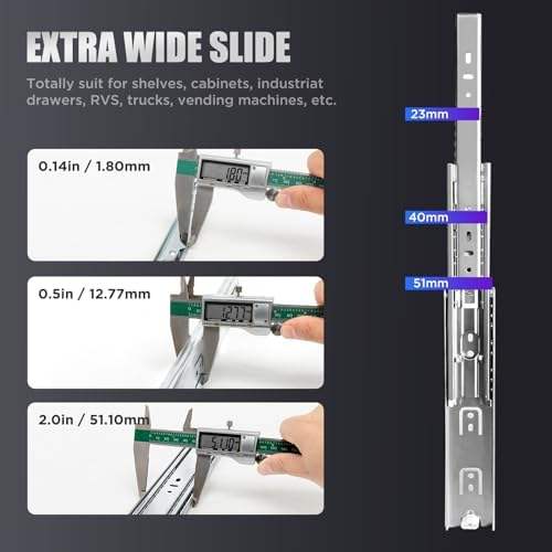 Diapositivas de cajón de servicio pesado 200 lbs capacidad de extensión completa rodamiento de bolas deslizantes rieles deslizantes de 8-40 pulgadas 14 pares de herramientas pares de pares