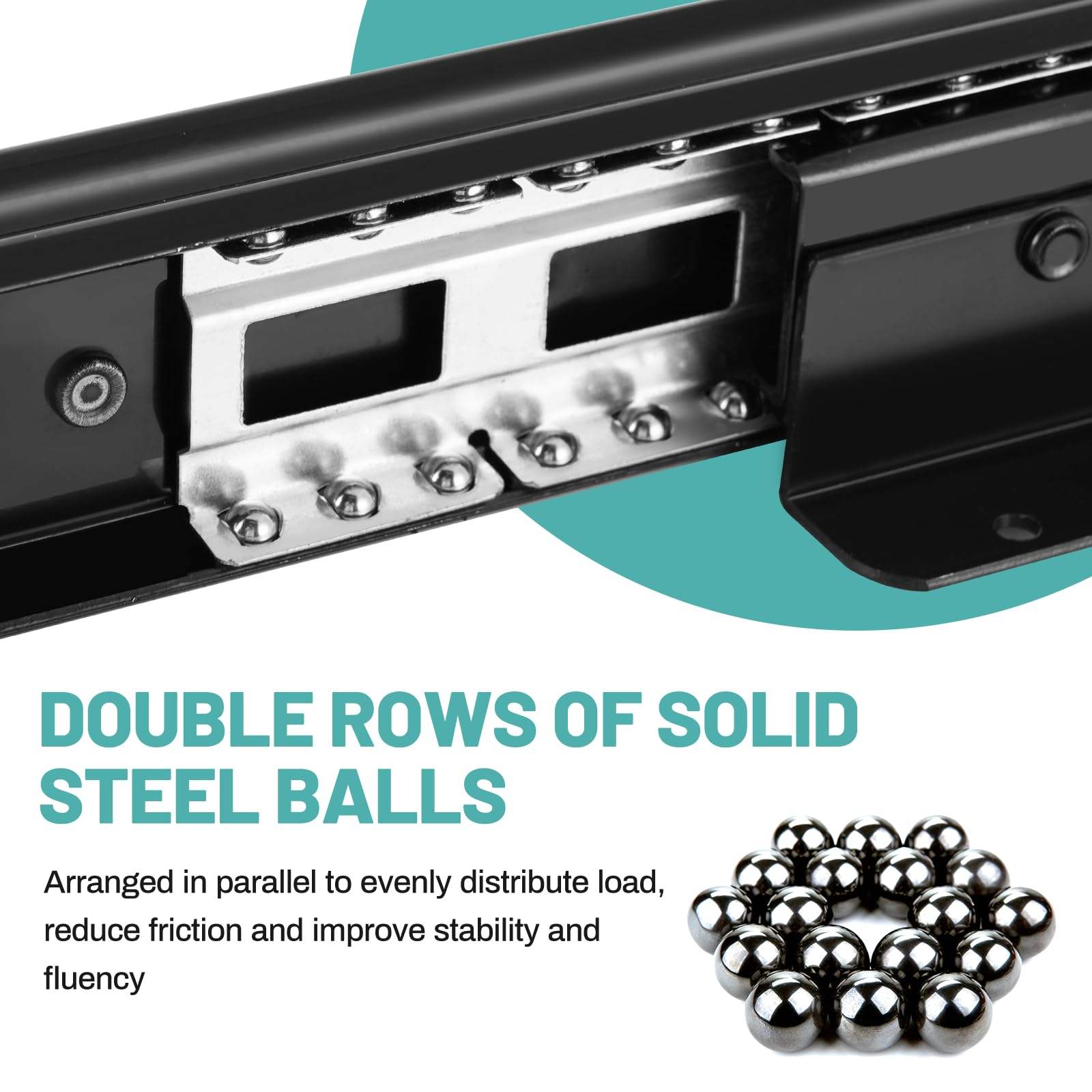 Riel de escalera de montaje en el fondo 400-900 mm Diapositivas de cajón de servicio pesado 260 lb Capacidad de peso Extensión completa Gabinete de rodamiento de bolas
