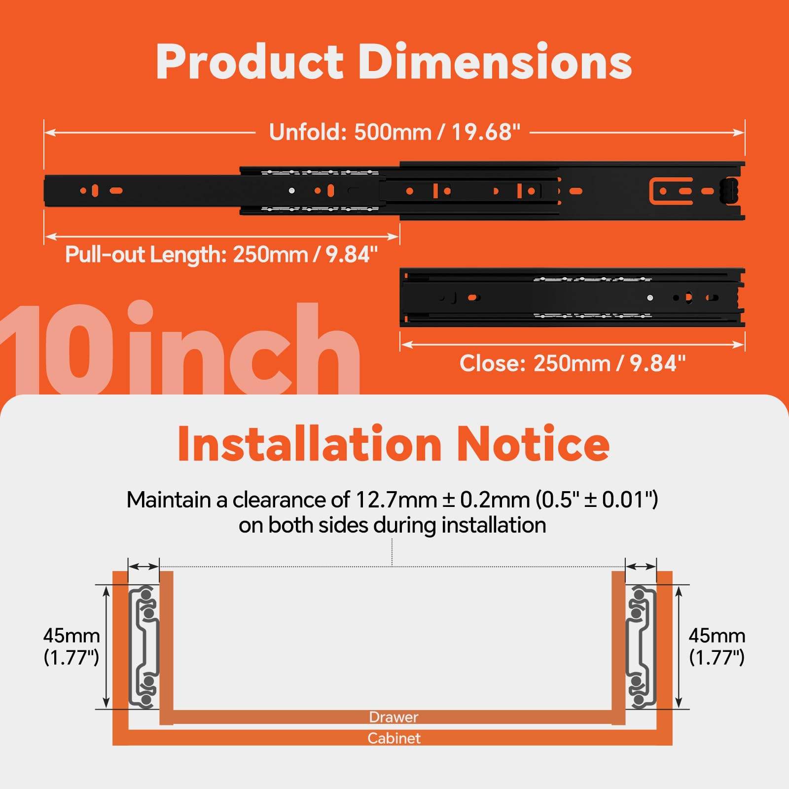 Muebles Hardware Zinc chapado en zinc 45 mm PuRSAR ABIERTO DE CASTER TELESCÁPICO Opciones de canal telescópico para amortiguación y amortiguación