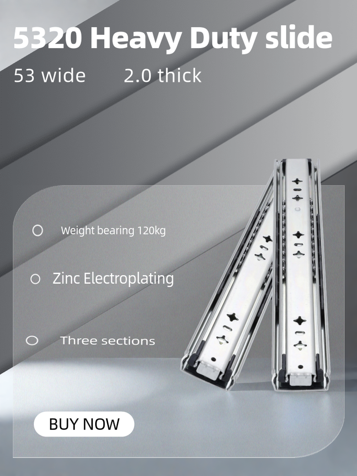 5320 Bloqueo de cajón de servicio pesado Tasas de treinta de tres sección Rodamiento de bolas de extensión completa Rail industrial de acero enrollado fría 120 kg