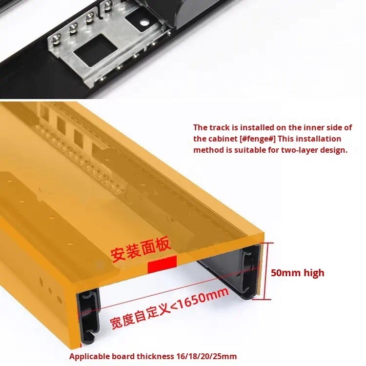 Diapositivas de cajón de servicio pesado Descripción de la ventana de la ventana de laurel invisible Push-Pull Track Silent Home Sill Kit de hardware de encimera extensible