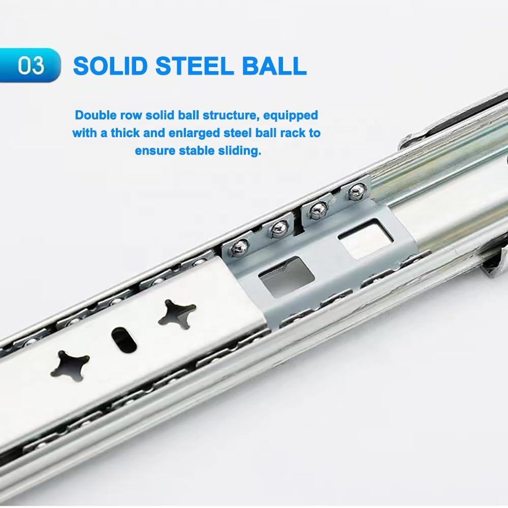 Deslizos de cajón de bloqueo de servicio pesado 20 22 24 26 28 30 32 34 36 38 38 40 pulgadas Corredores de rodamiento de bolas laterales Rails de extensión completa